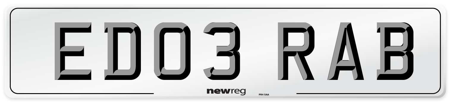 ED03 RAB Number Plate from New Reg
